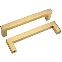 5 pieza Oro cálido Golden Muebles Tiradores Acero Inoxidable Tubo cuadrado latón cepillado puerta Tiradores lsj12gd…